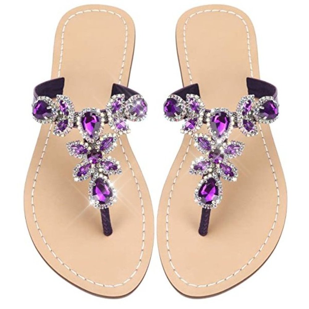 NEW Sparkling Bling Swarovski Crystal Rhinestone Sandals Beach Wedding S… - Picture 7 of 16